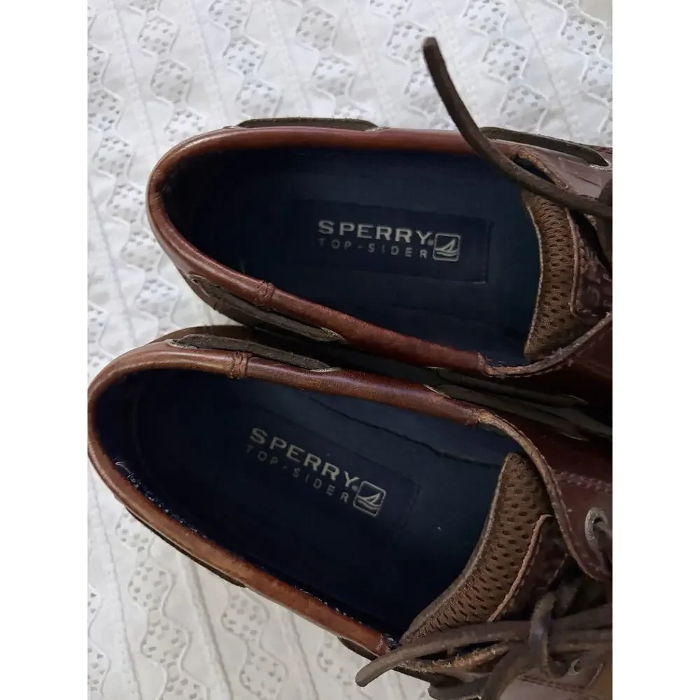 Sperry Top-Sider Brown Leather Boat Shoes Men's Size 8M Lace-Up Casual